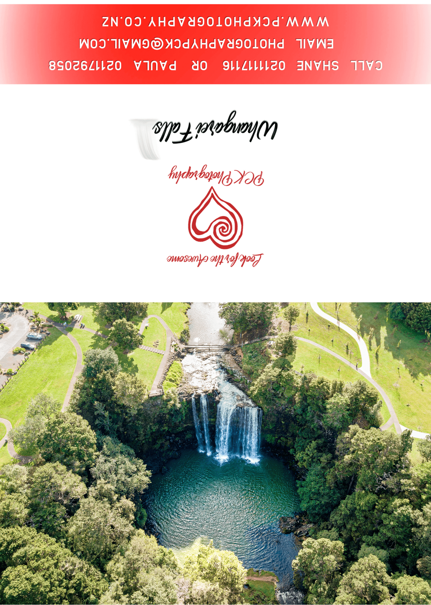 Whangarei Falls Drone Greeting Card - PCK Photography