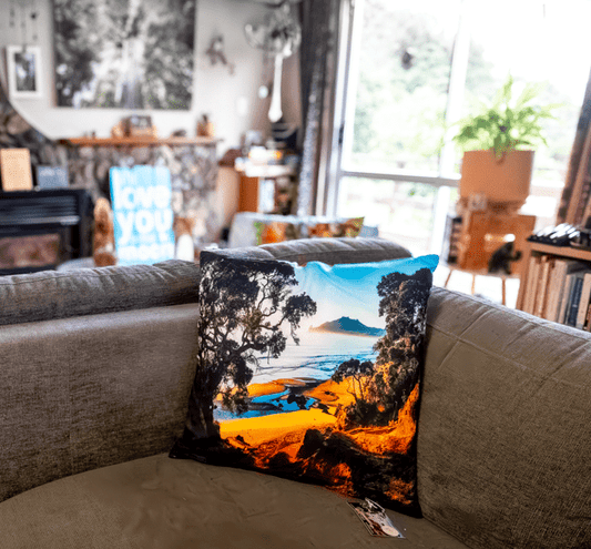 Kauri Mountain and Golden Mt Manaia Cushion Cover - PCK Photography
